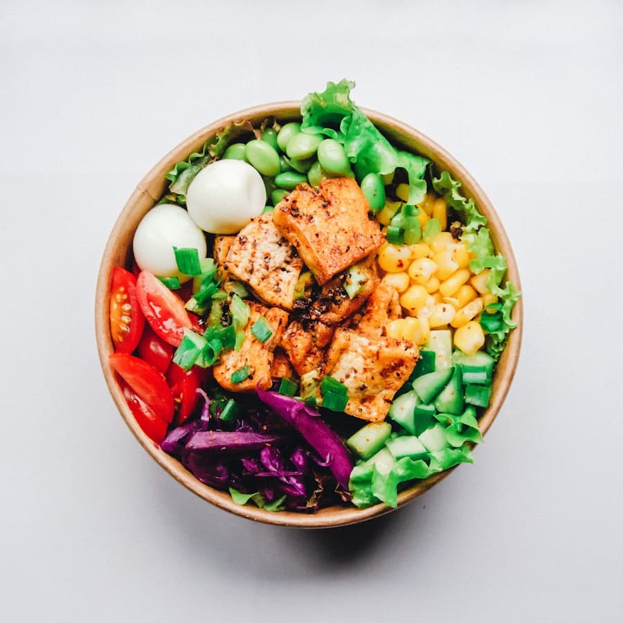 A bowl of healthy grains and vegetables
